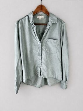 Cloth & Stone Anthropologie Light Sage Button-Up Shirt 100% TENCEL Size Small